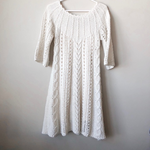BCBG Dresses & Skirts - BCBG MaxAzria Cream Knitted Sweater Dress